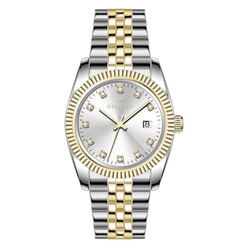 ساعة رجالي بروجيه 23006 فضي وذهبي ميناء ابيض