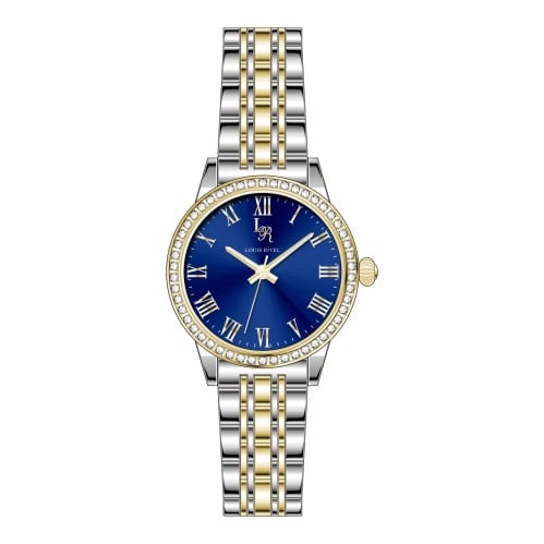 ساعة نسائي لويس ريفال 23015 ذهبي وفضي ميناء ازرق