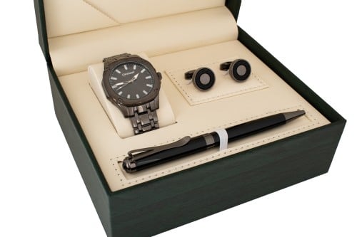 طقم ساعه رجالي كاروسيل 542 اسود كامل