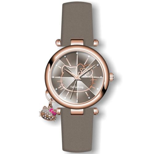 ساعة نسائي من هالو كيتي 18025 جلد رصاصي