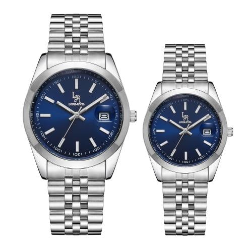 طقم ساعه رجالي, و نسائي LR2411 فضي ميناء ازرق
