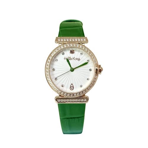 ساعة نسائي من هالو كيتي 22017 جلد اخضر