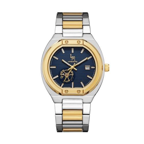 ساعة رجالي لويس ريفال 3305 لونين ذهبي ميناء أزرق