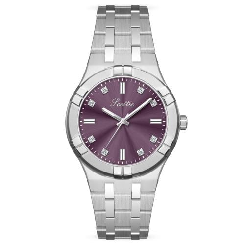 ساعة نسائي سكلوتي 9744 فضي ميناء بنفسجي