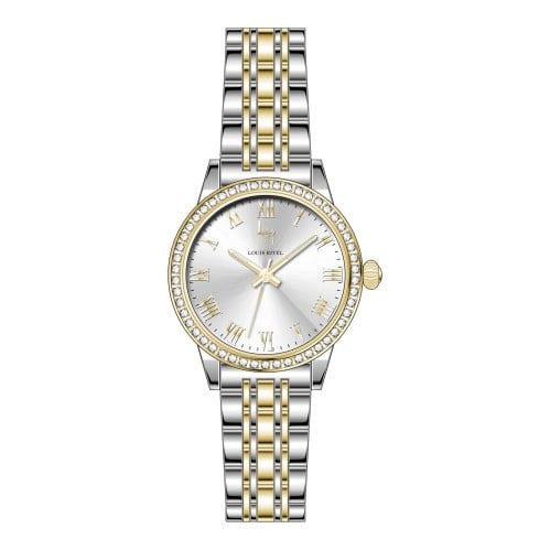 ساعة نسائي لويس ريفال 23015 ذهبي وفضي ميناء ابيض