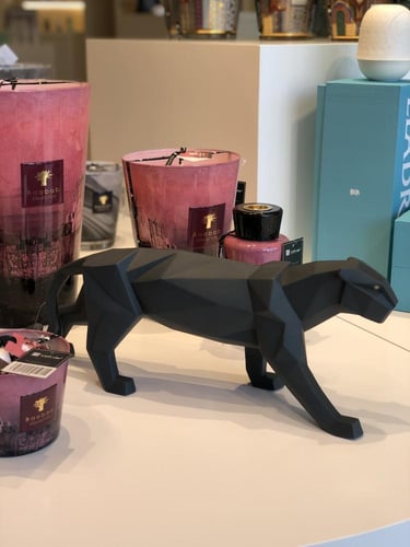 لادرو تمثال النمر المنحوت غير لامع ( اسود)