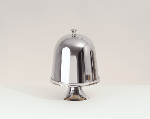 حامل كيك كلاسيكي بغطاء فضي