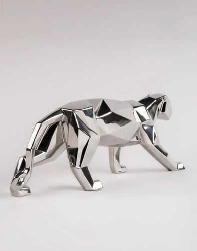 لادرو تمثال النمر المنحوت (فضي)