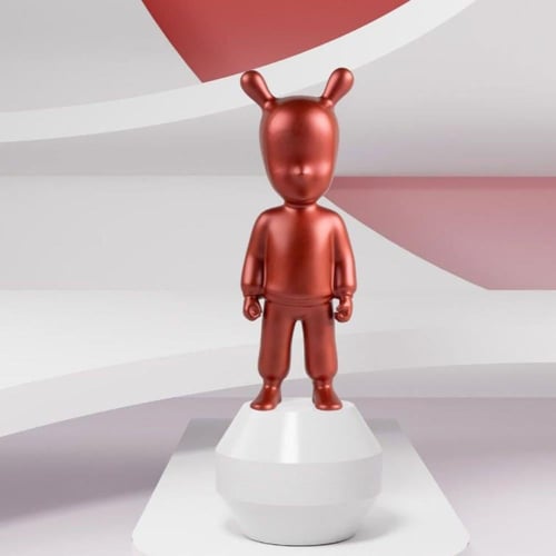 لادرو تمثال الضيف ذو اللون الأحمر المعدني نموذج صغ...