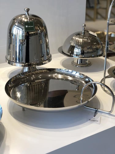 صينيه دائريه بتصميم انيق فضيه