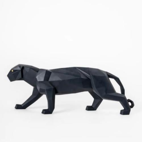لادرو تمثال النمر المنحوت غير لامع ( اسود)