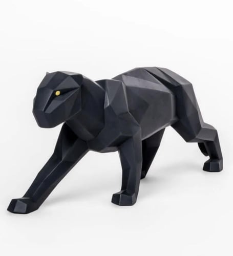 لادرو تمثال النمر المنحوت غير لامع ( اسود)