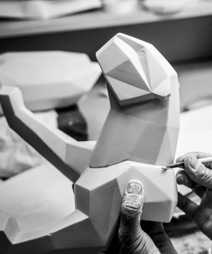 لادرو تمثال النمر المنحوت غير لامع ( ازرق)