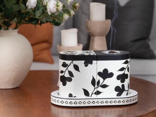 طقم مبخرة برسومات يدوية أسود