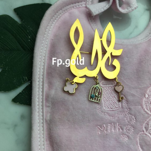 بروش مطلي ذهب يمكن تغيير الفصوص مرفق صوره للفصوص