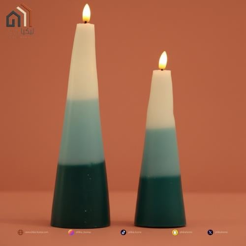 شموع مخروطية من الشمع الحقيقي بإضاءة LED
