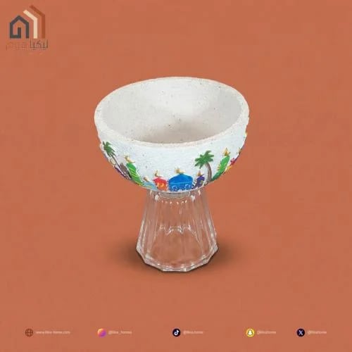 صحن بولي بقاعدة زجاج بتصميم رمضان