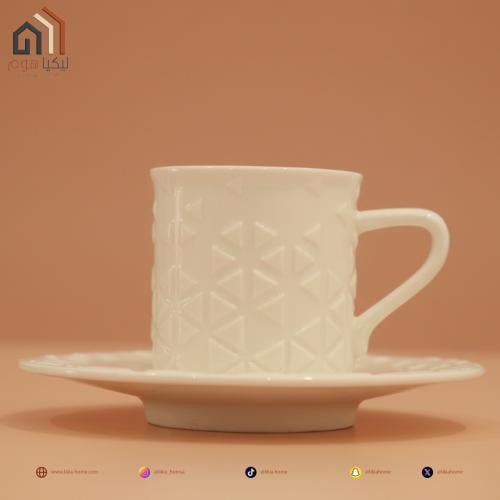 طقم كاسات قهوة تركي سيراميك 12ح أبيض نجدي ملكي
