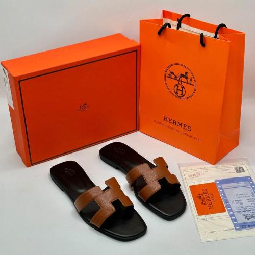 Hermes Womens brown black Sandals