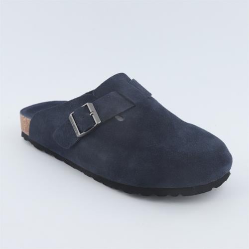 BIRKENSTOCK Boston Suede Clogs Deep Blue