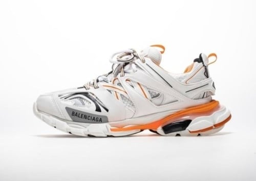 BALENCIAGA TRACK WHITE & ORANGE logo-detailed mesh...