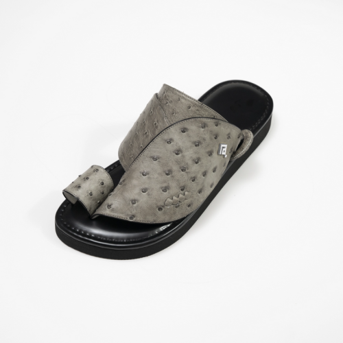 جلد نعام رمادي مع اسود