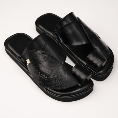 حذاء جلد ثعبان اسود