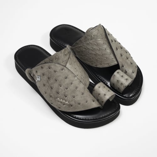 جلد نعام رمادي مع اسود