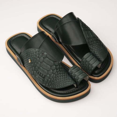 حذاء جلد ثعبان اخضر