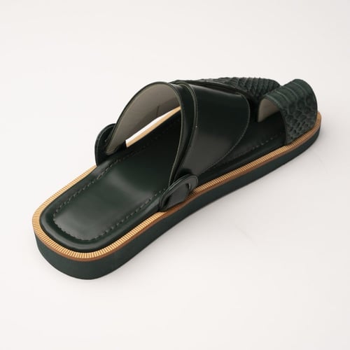 حذاء جلد ثعبان اخضر