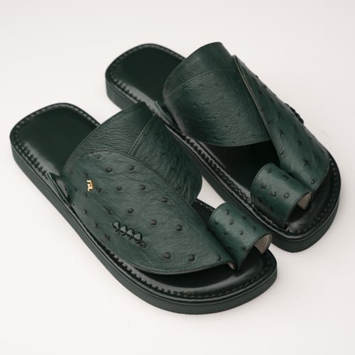 جلد نعام اخضر غامق