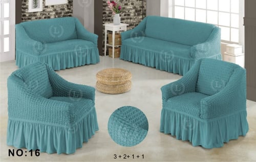 طقم غطاء كنب تصميم منقّط بارز 4 قطع أسود