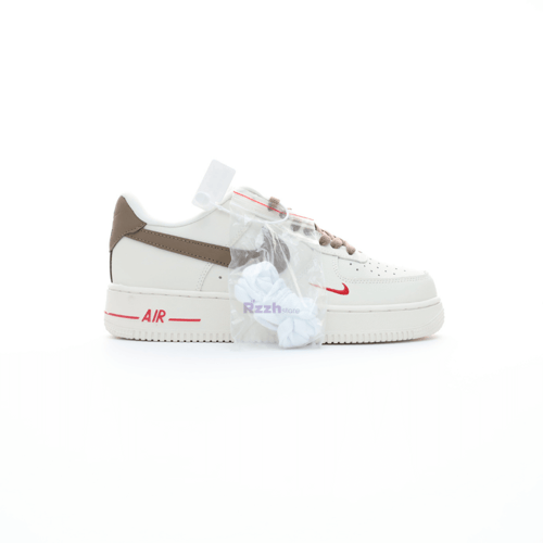 Nike Air Force 1 white brown red sneakers women