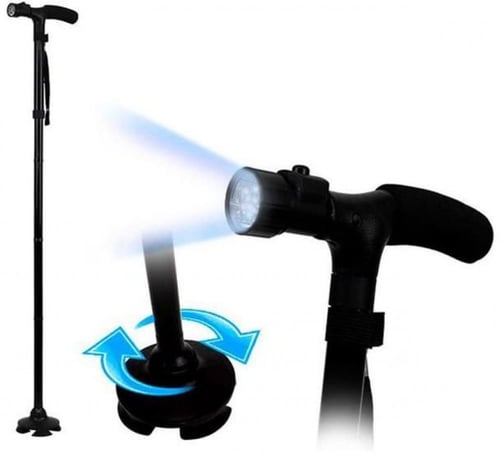 عكاز مشي قابلة للطي تحتوي على ضوء مدمج لتوفير رؤية...