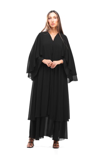 عباية سوداء شيفون فاخرة بطبقات - Mirta II