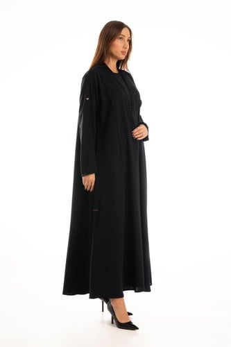 عباية سوداء فاخرة مطرزة بالخرز والخيوط - Sina