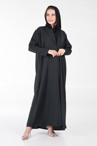 عباية سوداء كاجوال بأزارير على الكم - كريزيا III