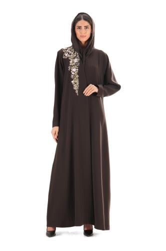 عباية بني كريب فاخر بتطريز على شكل ورد - Rosalie I...