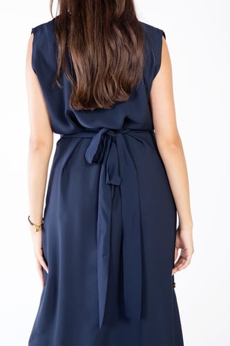 فستان كحلي مطرز بالخرز - Saly V