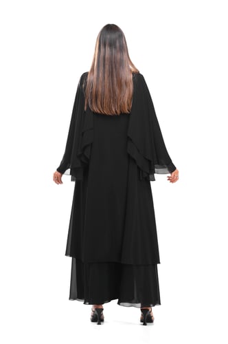 عباية سوداء شيفون فاخرة بطبقات - Mirta II