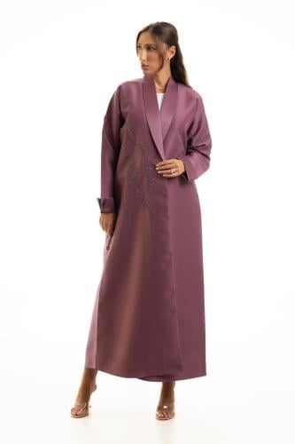 عباية موف تفتة فاخرة بتطريز ناعم - Viana