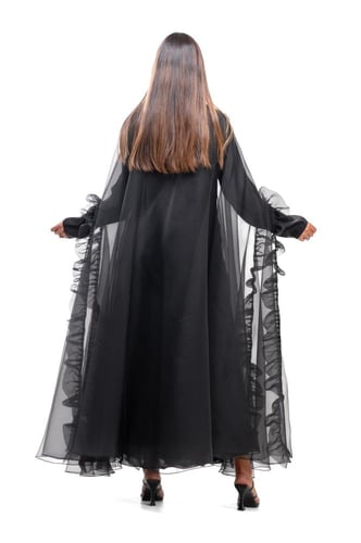 عباية سوداء اورقنزا فاخرة مع فستان - Ruffles