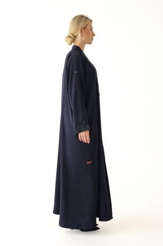 عباية كحلي فاخرة كريب مطرزة بتطريز فاخر - Crystal