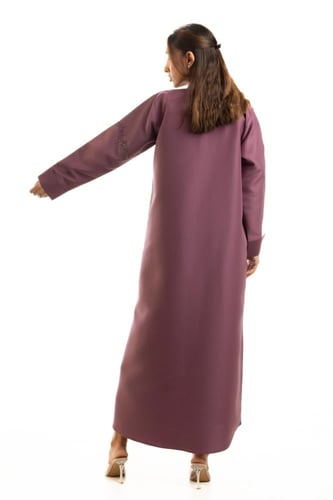 عباية موف تفتة فاخرة بتطريز ناعم - Viana