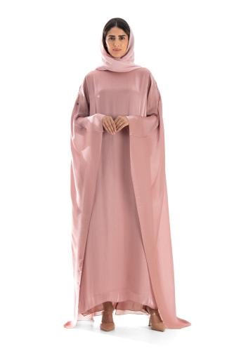 عباية وردي مقفلة فاخرة بوشاح ثابت - Marina II
