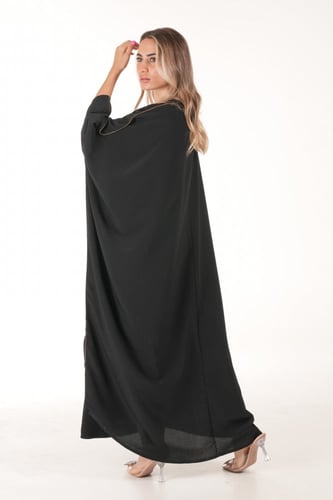 عباية سوداء بشت مطعمة بقيطان - Butterflies