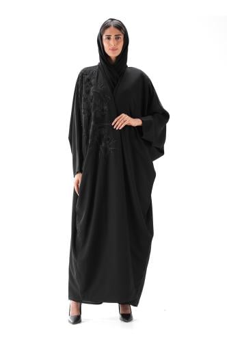 عباية سوداء كريب مع فستان بنقشات مميزة - Manda II