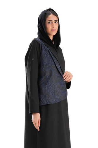 عباية بليزر سوداء كريب بتدخيلة جاكار - Lisa III