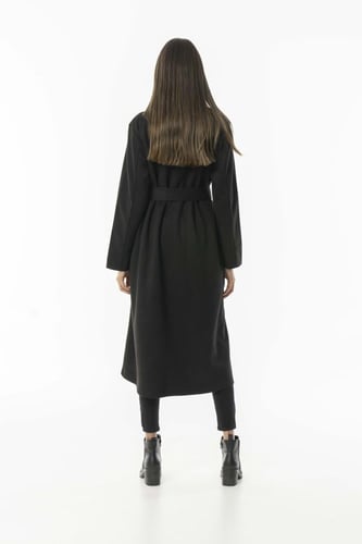 كوت أسود شتوي بقماش الشمواه - Patricia