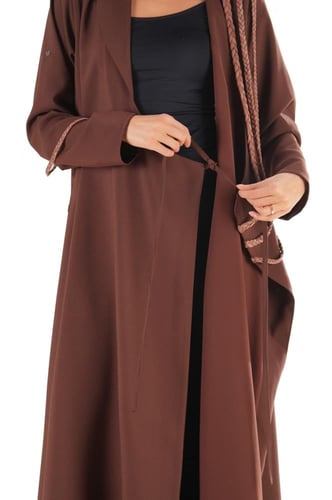 عباية بليزر بني كريب زينت بثلاث جدائل - Turaath